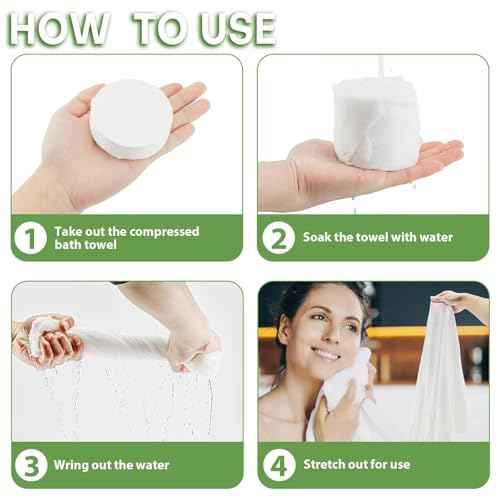 Compressed Towel Tablets Disposable Bath Towels for Travel, 55.1 x 27.5 inch Large Face Cloths Compact Reusable Body Washcloths for Hotel Bathroom Camping Beach Swimming Vacation(5 Pack Green)