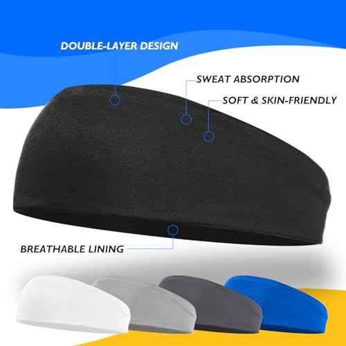 Sports Headbands for Kids, 5 Pack Moisture Wicking Sweatbands for Footable Soccer Baseball Running for Boys and Girls 5-15 Years Old