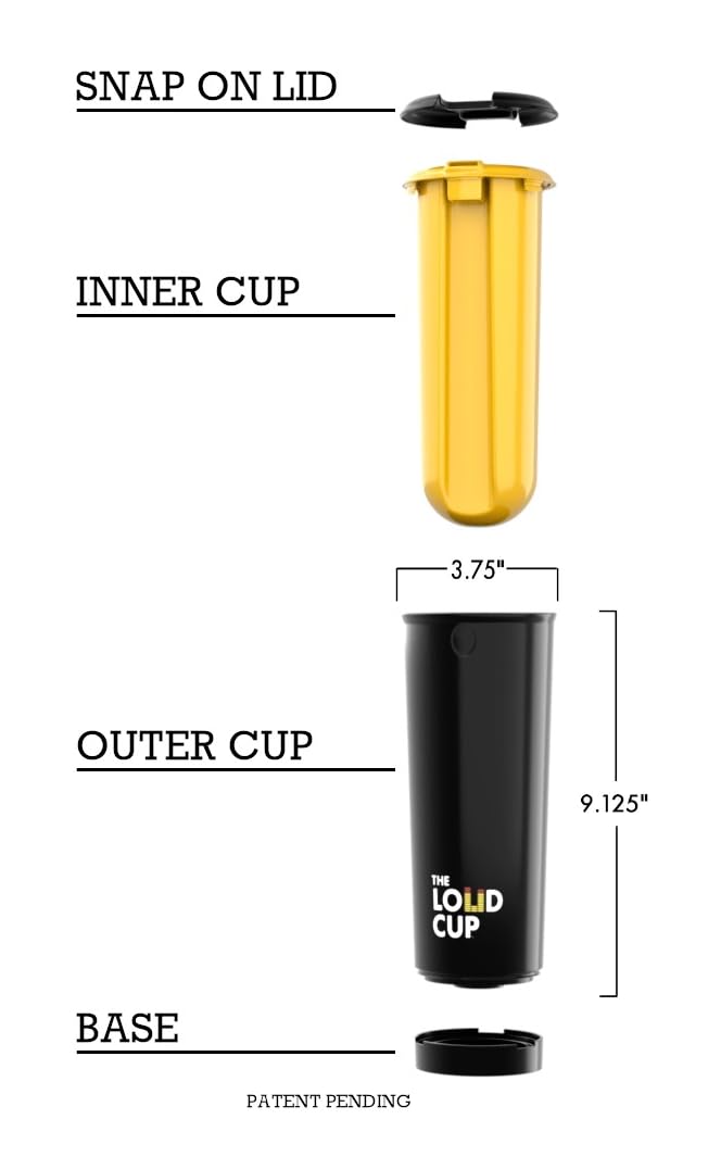 The LoudCup 20 oz Tumbler + Stadium Horn with Snap-Fit Lid (Raven Black) - Insulated Cup Reusable Water Bottle Coffee Travel Mug - Worlds Loudest Cup for Game Day