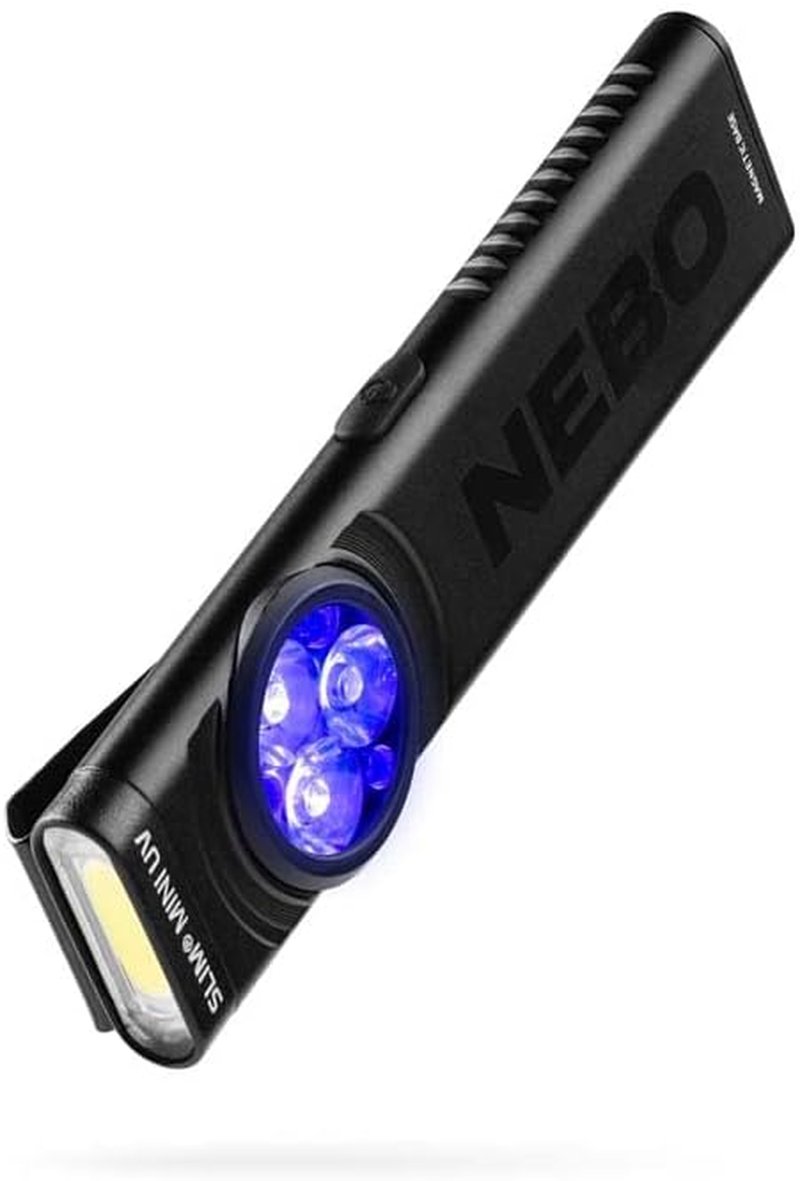NEBO Slim Mini UV Flashlight - 150 Lumens, 4 Light Modes, Rechargeable & Waterproof | Portable Magnetic Pocket Light