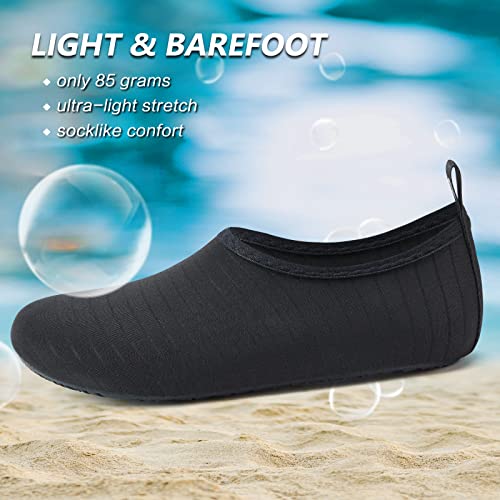 Deevike Water Shoes for Women Men Barefoot Quick-Dry Aqua Socks Slip-on for Beach Swim Surf Yoga Exercise Black-38/39