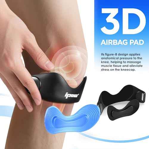 IPOW Silicone Patellar Tendon Support Strap Adjustable Non-Slip Patella Band Support Knee Brace for Hiking, Running, Jumpers Knee, Tendonitis, Basketball, Squats