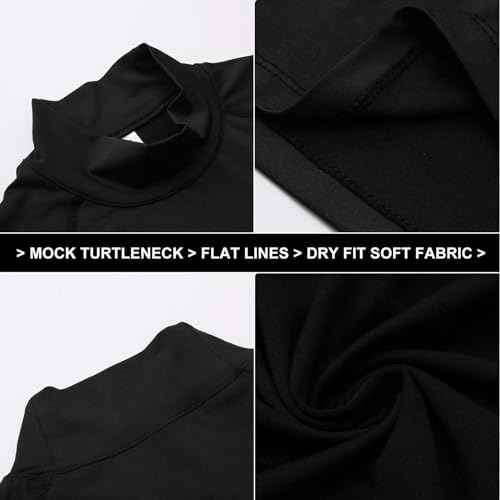 Men's Compression Shirts Long Sleeve Athletic Running Tops Football Turtle Neck Shirts Sport Baselayer Undershirt