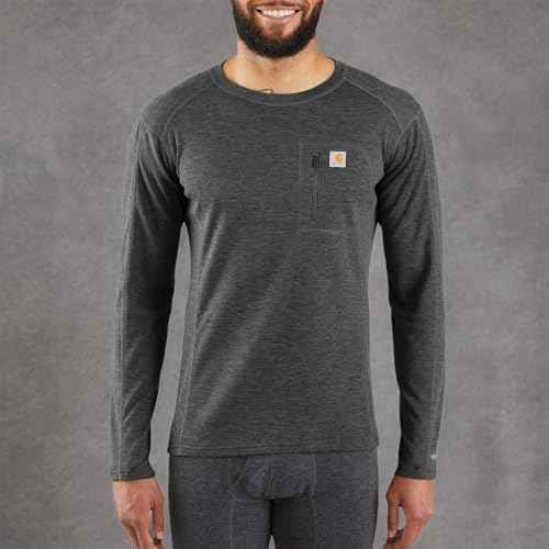 Carhartt Men's MBL119 Base Force® Heavyweight Base Layer Poly-Wool Crew - Large Tall - Black Heather