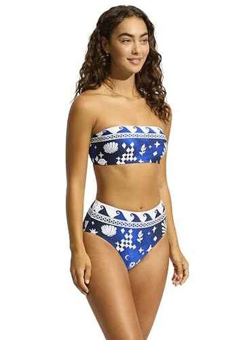 Seafolly Women's Standard Bandeau Tube Bikini Top Swimsuit, Corfu Azure