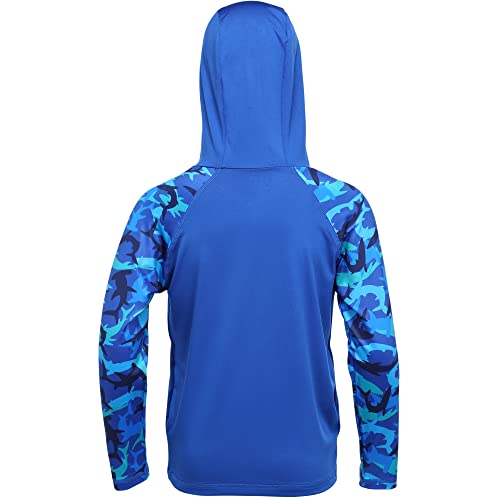 Boys UPF 50+ Swim Hooded Shirt with Pocket/Non-Pocket, Youth Kids SPF UV Sun Protection Rash Guard Long Sleeve Fishing Shirts