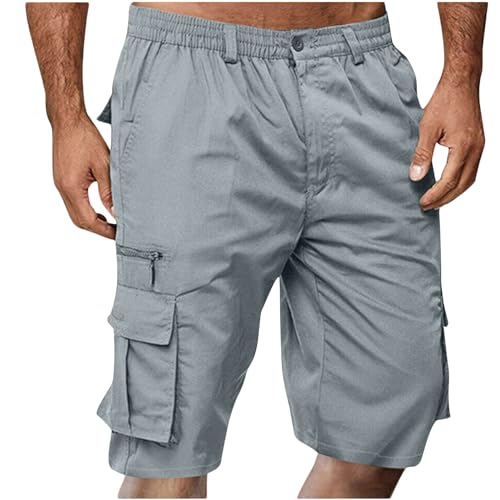 APIVOE Cargo Shorts for Men Summer Elastic Waist Shorts Lightweight Work Long Shorts Big and Tall Cargo Shorts with Pockets