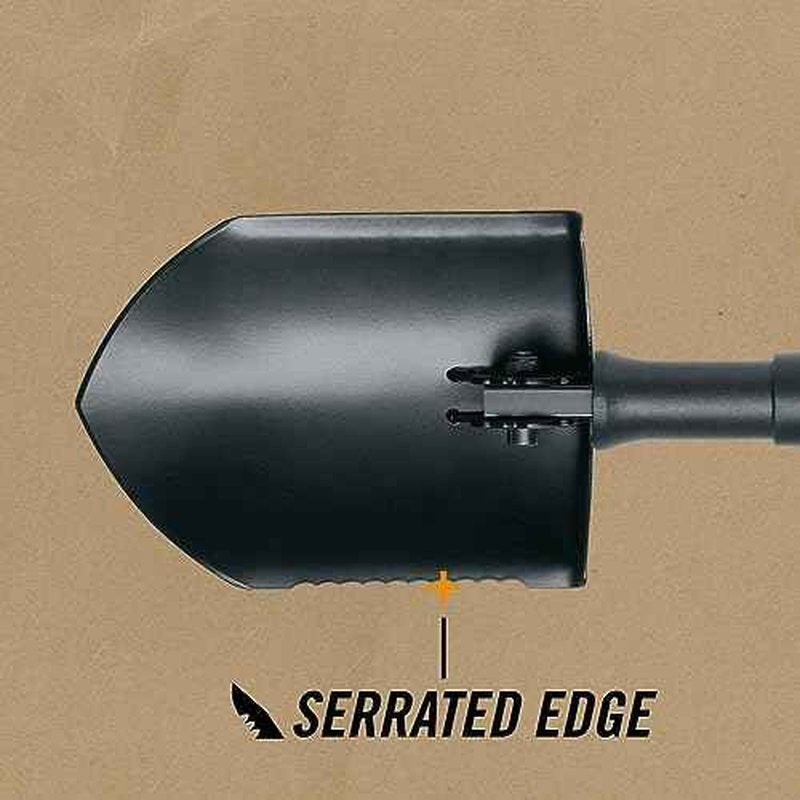 Gerber Gear Military Style Tactical Folding Spade E-Tool, Heavy-Duty All Purpose Camping and Emergency Car Shovel with Serrated Edge, Compact Survival Gear, Black