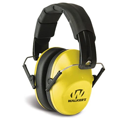 Walker's Unisex Adult's Lightweight Foldable Hearing Protection 22 dB Noise Reduction Pro Low-Profile Folding Passive Earmuffs, Yellow