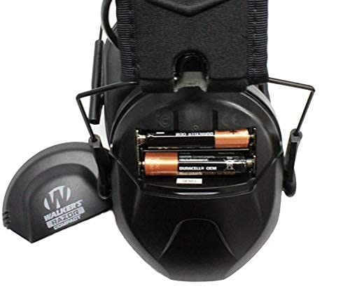 Walker's Razor Slim Shooter Electronic Hunting Folding Hearing Protection Earmuffs with 23dB Noise Reduction and Shockproof Carrying Case, Black