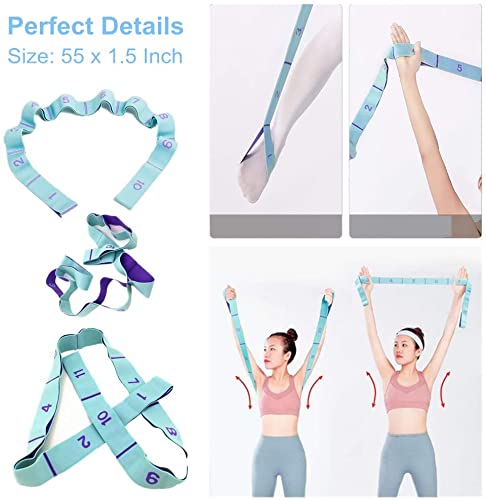 Stretch Straps, Elastic Stretching Strap with Adjustable 11 Loops, Fitness Leg Stretch Band Equipment Flexibility Trainer Resistance Stretch Assist Belt, for Physical Therapy, Pilates, Yoga, Ballet