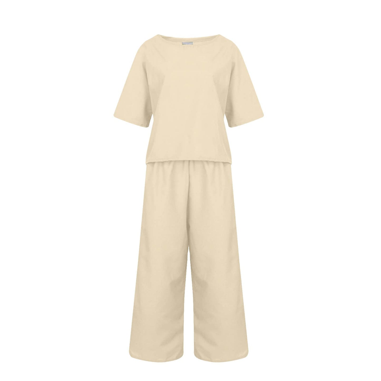 Rkwins Orders Placed by Me On to Be Delivered Linen Set for Women 2024 Summer Outfits 2 Piece Linen Outfits Short Sleeve Top Wide Leg Pants Set Loungwear Set Beige