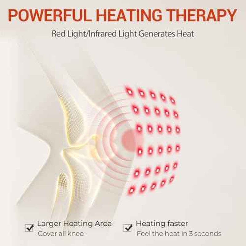 Red Light Therapy & Vibration Massage Knee Brace- 660nm&850nm Red Light Therapy Heated Device for Knee/Joint/Elbow/Shoulder Pain Relief, Faster Recovery- Infrared Light Therapy for Faster Recovery - Great for Athletes & Beyond