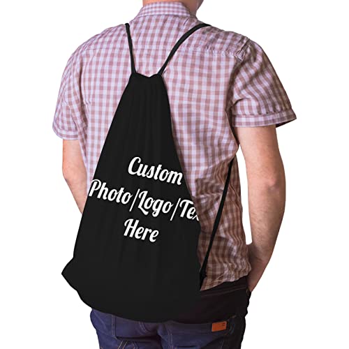 Generic Custom Drawstring Bags With Logo Bulk Cinch Bags Drawstring Cinch Sack Backpack Personalized Drawstring Bags (Black), 16inchx18.9inch