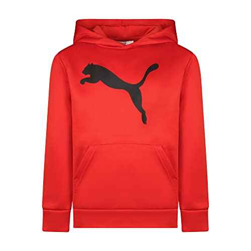 PUMA Boys' Logo Pullover Hoodie, Fleece Sweatshirt, Large Front Pocket