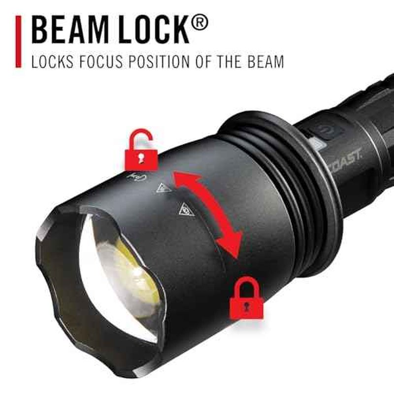 Coast XP80R 15000 Lumen Rechargeable Dual-Power LED Flashlight with POWERiQ¢â Real-TIME Display, 5 Light Modes, Ultra View Flood Beam, Push/Pull Focus, 12.2" Long, 2.18 lbs.