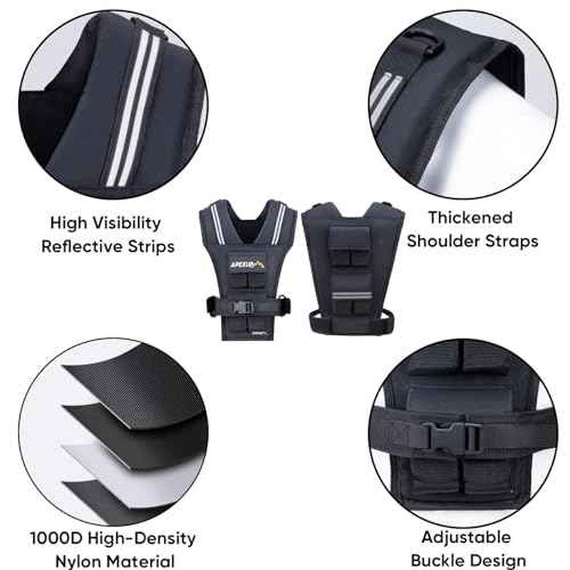 APEXUP Adjustable Weighted Vest Men 20lbs/30lbs/40lbs Weights with Reflective Stripe, Weight Vest Woman Workout Vest for Strength Training Running Walking