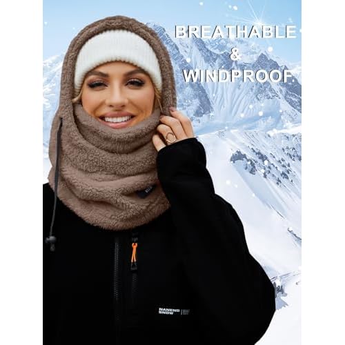 Balaclava Fleece Ski Mask for Men Women Winter Face Masks Windproof Hooded Scarf Cold Weather Hat Neck Warmer