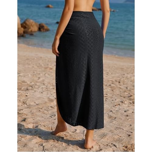 AI'MAGE Sarong Wraps for Women Long Hollow Swimsuit Coverup Tie Beach Bikini Skirt Cover Up Bathing Suit Pareo Wraps M/XL