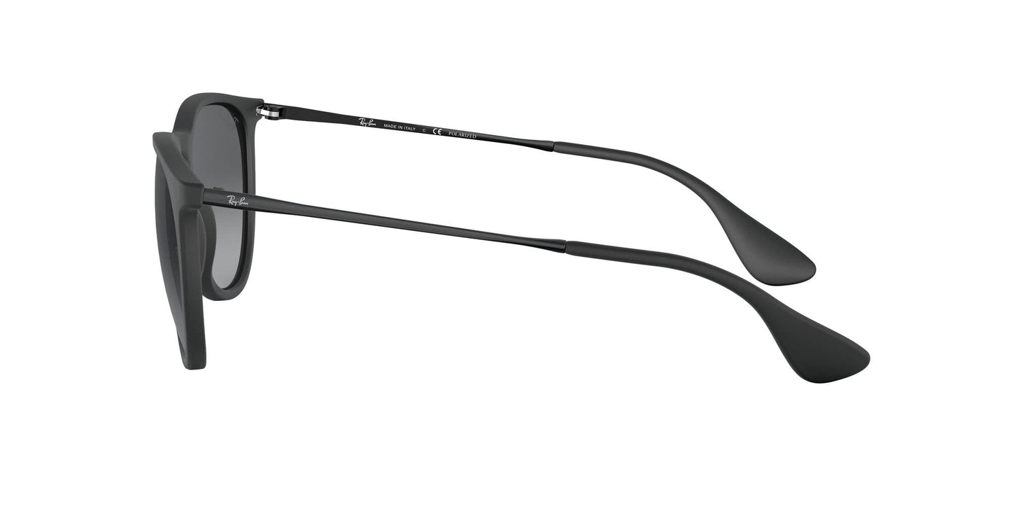 Ray-Ban Unisex RB4171 Erika Round Sunglasses, Rubber Black/Light Grey Gradient Grey Polarized, 54 mm