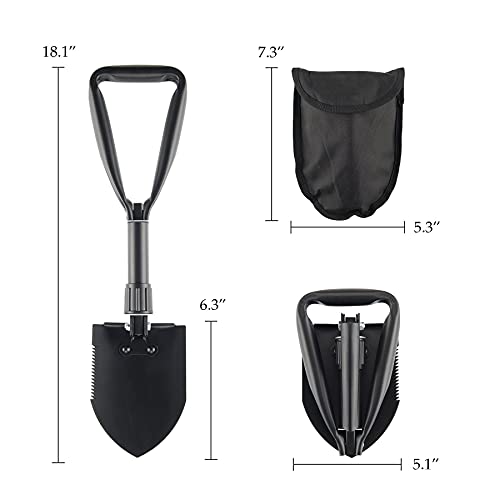 DARTMOOR Mini Folding Shovel High Carbon Steel, Portable Lightweight Outdoor Tactical Survival Foldable Mini Shovel, Entrenching Tool, Camping, Hiking, Digging, Backpacking, Car Emergency