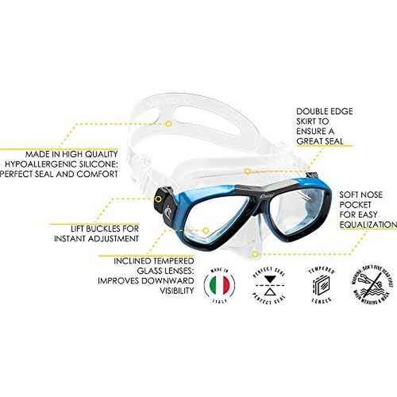Cressi Adult Snorkel Kit- Lightweight Mask & Snorkel Combo for Snorkeling- Focus & Supernova Dry - Designed in Italy