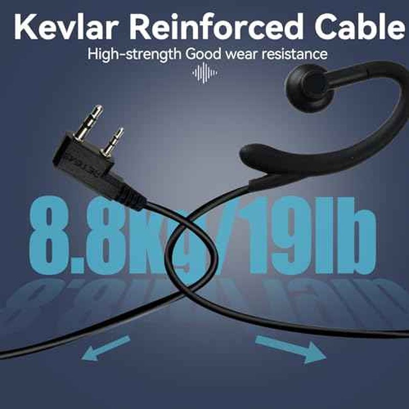 Retevis Walkie Talkie Earpiece with Mic, Kevlar Cable, 150¥Ø HD Speaker, Coiled Cord, for RT22 RT68 RT21 RT68 H-777, Compatible with Baofeng Kenwood Pxton 2 Way Radio, Two Way Radio Earpiece(10 Pack)