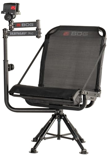 BOG DeathGrip 360 Chair with Lightweight Aluminum Construction, 4 Extendable Legs, DeathGrip Universal Gun Rest, 360 Adjustable Pivoting Seat, and Hands-Free Use During Hunting, Shooting, and Outdoors