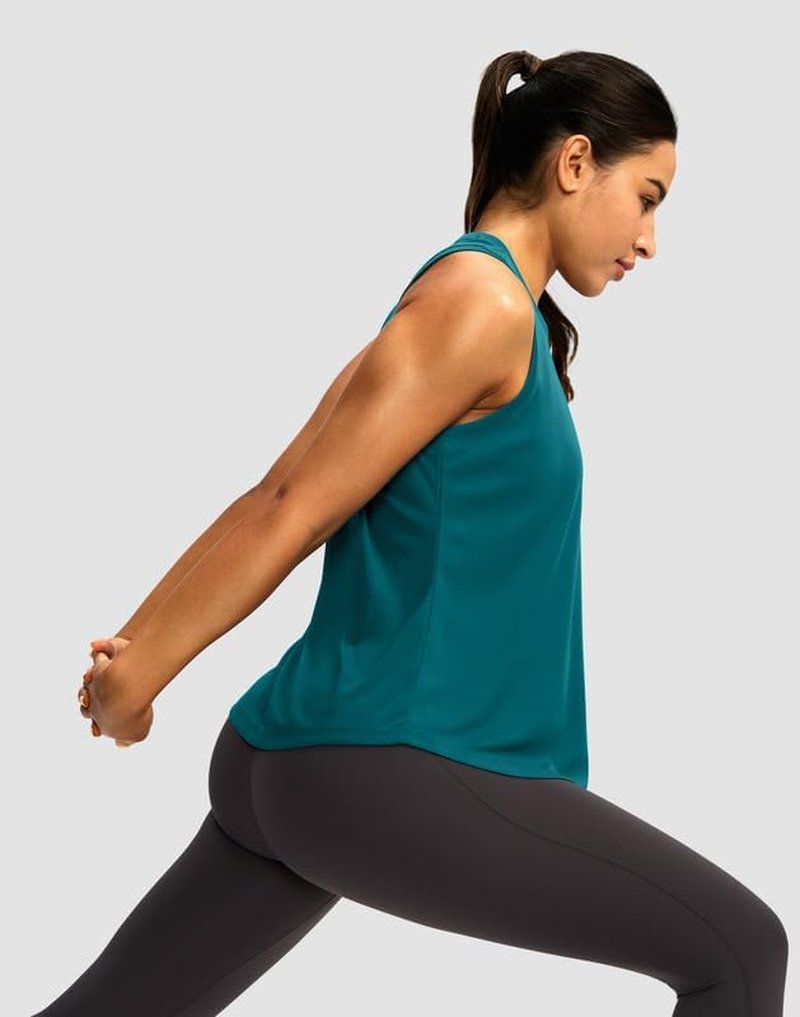 Women's Racerback Athletic Tank Tops - Sleeveless Loose Fit Yoga & Running Gym Shirts