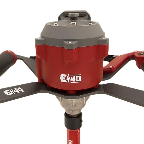 Eskimo E40 10-Inch Electric Ice Auger, Full Power 40V Lithium, Composite Bit, Lightweight Powerhead, Turbo Cutting System Multi-Edge Blades, Red, 45900