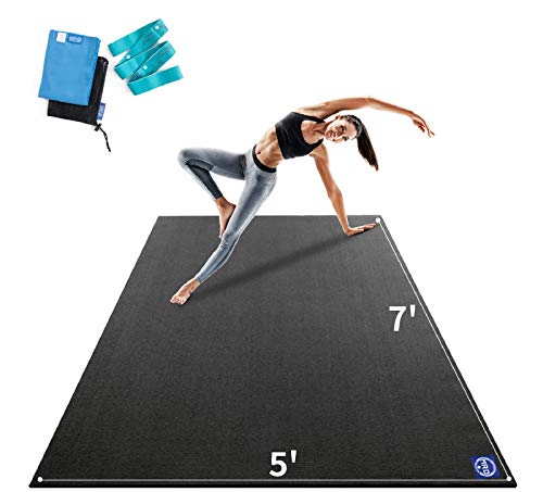 Premium Large Yoga Mat 7'x5'x9mm, Extra Thick Comfortable Barefoot Exercise Mat, Non-Slip, Eco-Friendly Workout Mats and Home Gym Flooring Cardio Mat for Support in Pilates