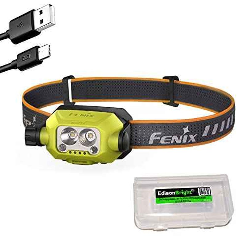 Fenix WH23R 600 Lumen USB Rechargeable Gesture/Motion Control spot/Flood headlamp with EdisonBright Accessory case Bundle