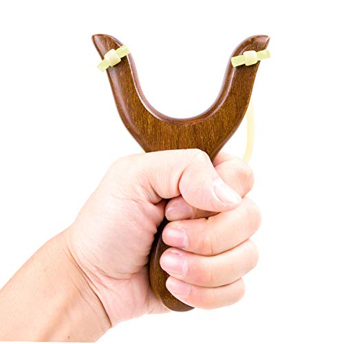 BASUNE Slingshot Y-Shaped Rosewood Wooden Slingshot Toy for Kids Slingshot with Rubber Bands for Hunting Catapult Game