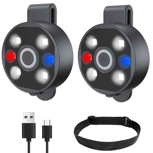 [2 Packs] Clip On Flashlight Work Light With Magnet Beanie Hat & Skull Cap Running Lights For Runners Safety Light Warning For Night Walking Headlamp Rechargeable LED Wearable Light For Vest -Black