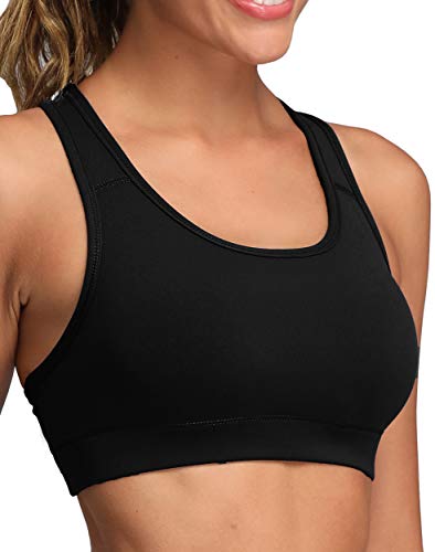 Oalka Women's Racerback Sports Fitness Support Workout Running Bras Black S