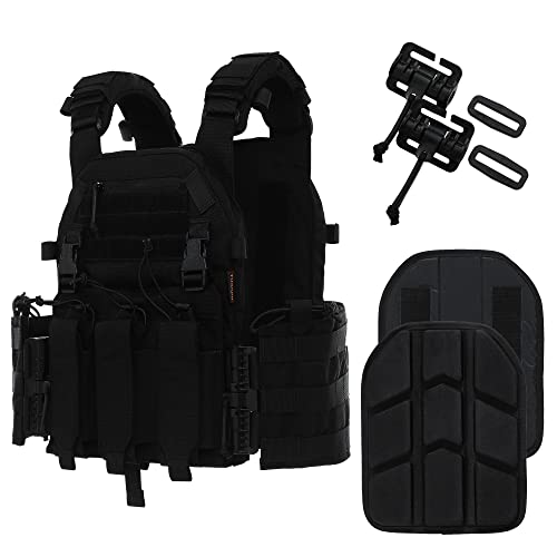 Tuxapo Tactical Molle Vests with Triple mag Pouch and Side Cummerbund Pouches, Quick Release Vests for Men