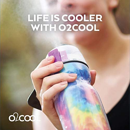 O2COOL Mist 'N Sip Misting Water Bottle 2-in-1 Mist And Sip Function With No Leak Pull Top Spout Sports Water Bottle Reusable Water Bottle - 20 oz (Pink Palm Tree)