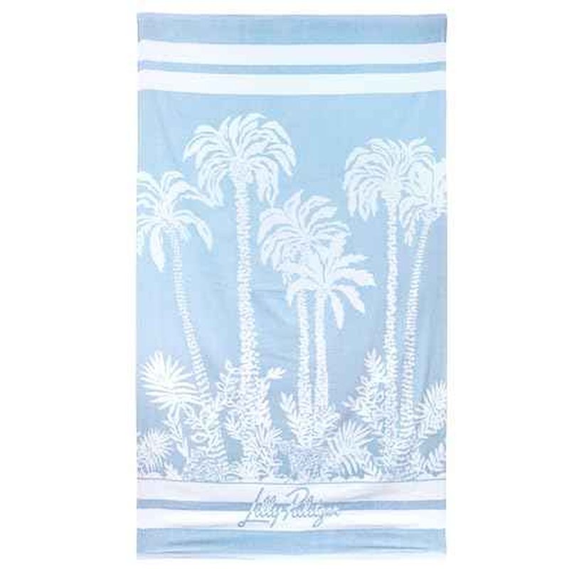 Lilly Pulitzer Oversized Pool/Beach Towel, 40 x 72, Large Cotton Towel for Adults, Blue/Green Palm Tree Print, Palms Way Home