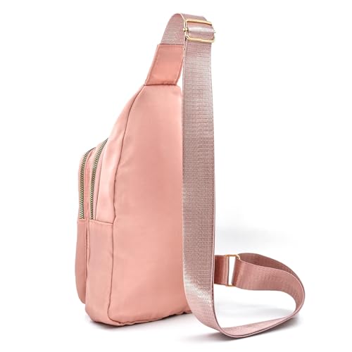 Aisijimo Small Sling Bag For Women Men Casual Crossbody Sling Backpack (Pink)