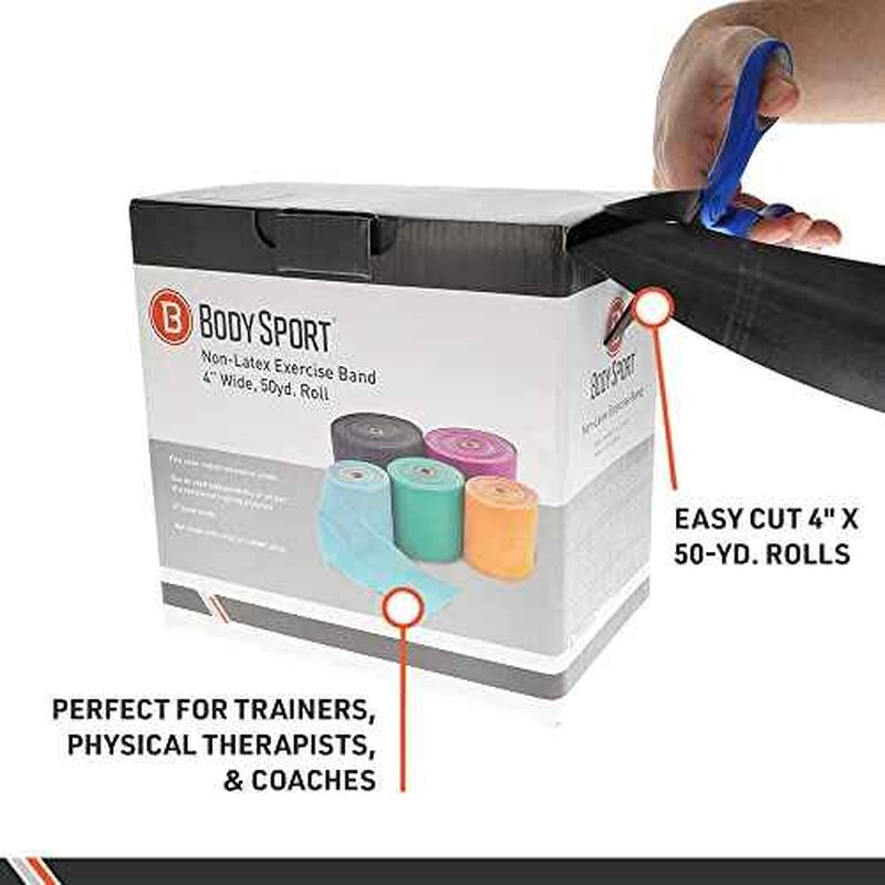 Body Sport Exercise Bands - Resistance Bands in 50 yard Rolls for Fitness, Stretching, or Physical Therapy