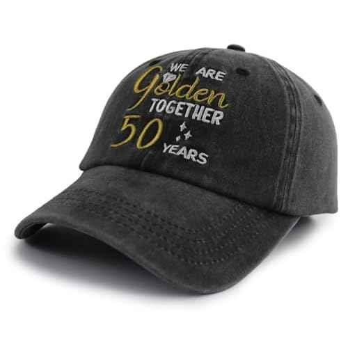 We are Golden Together 40 50 60 Years Hats for Men Women, Adjustable Cotton 50th Wedding Anniversary Baseball Cap