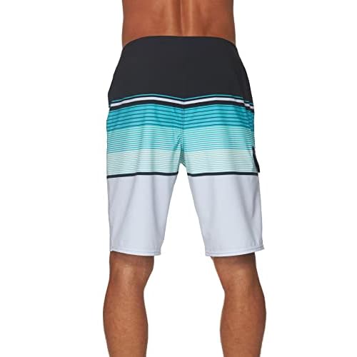 O'NEILL Men's 21 Inch 4-Way Stripe Boardshorts - Quick Dry Swim Trunks for Men with Fabric and Pockets