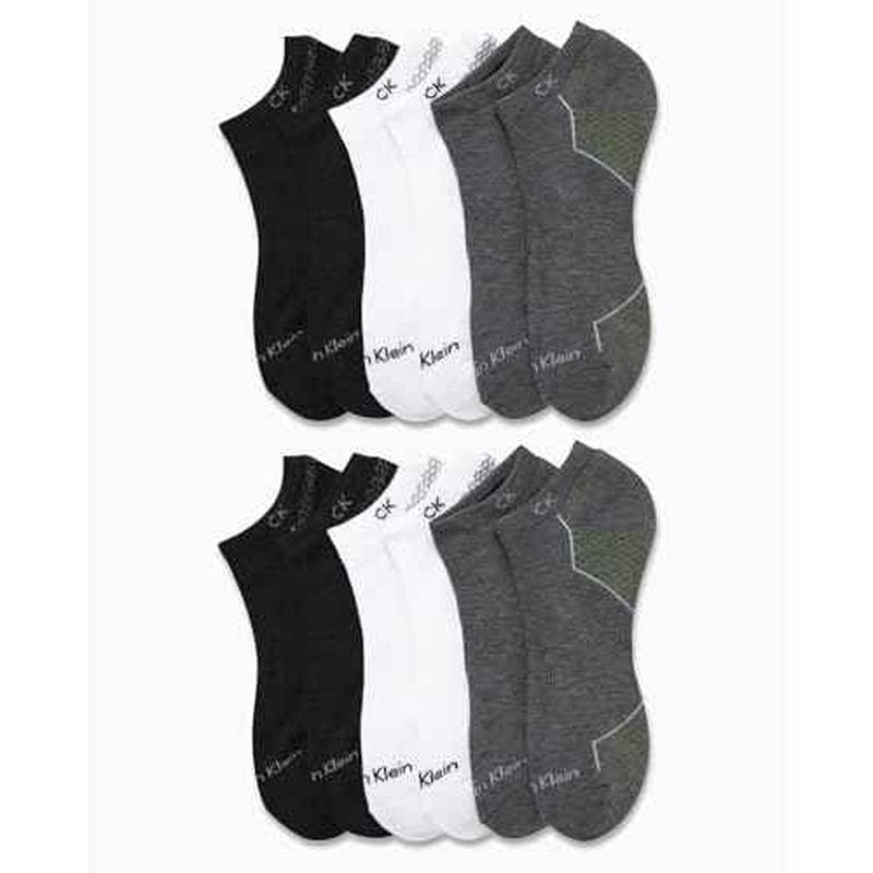 Calvin Klein Mens No Show Socks - 12 Pack Lightweight Breathable Cushioned Athletic Low Cut Socks for Men