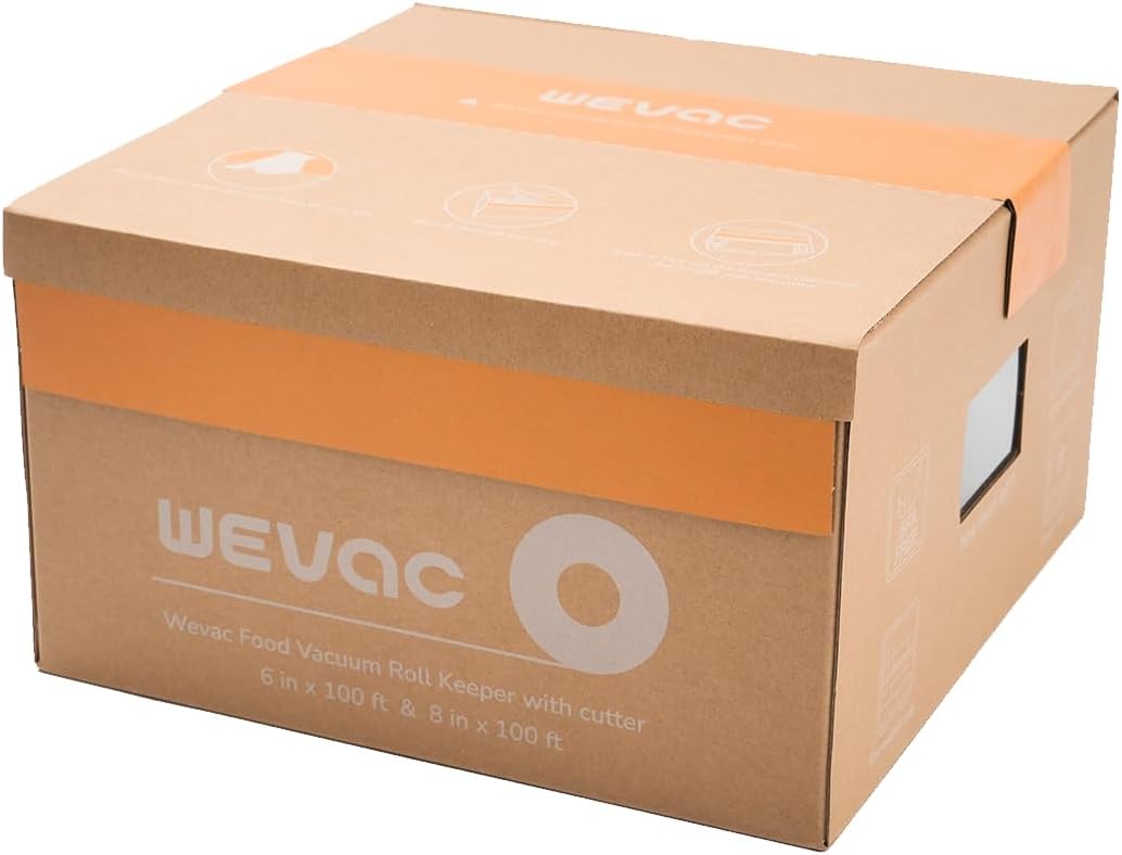 Wevac Vacuum Seal Roll Keeper - BPA Free Food Saver Bags | 6"x100' & 8"x100' Rolls for Meal Prep & Storage