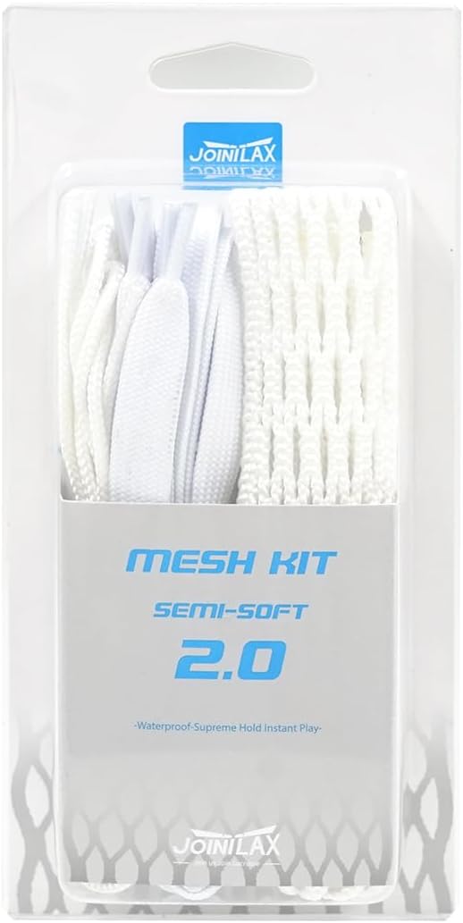Lacrosse 2.0 Semi-Soft Complete Kit | Premium Lacrosse Mesh & Strings - White