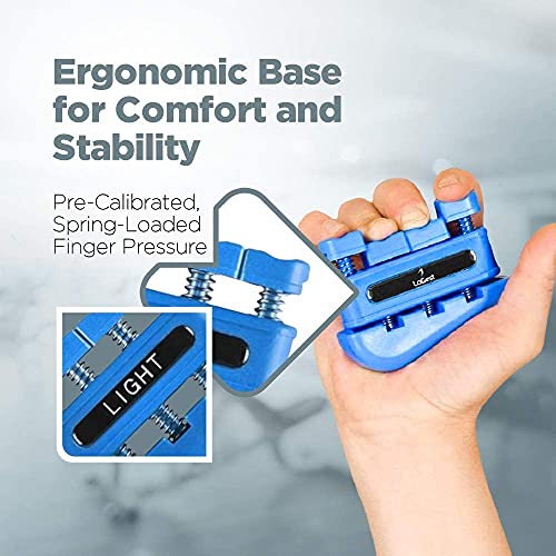 Finger Strengthener - Finger Exerciser for Forearm and Hand Strengthener - Hand Grip Workout Equipment for Musician, Rock Climbing and Therapy (4 Pack - Blue Black Red Green)