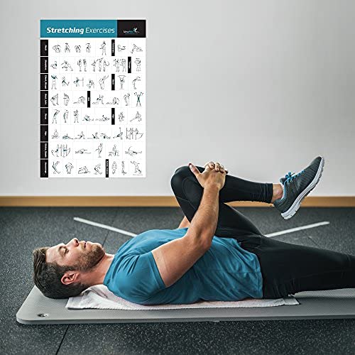 NewMe Fitness Workout Posters for Home Gym, Stretching Exercise Posters for Full Body Workout, Core Abs Legs Glutes & Upper Body Training Program