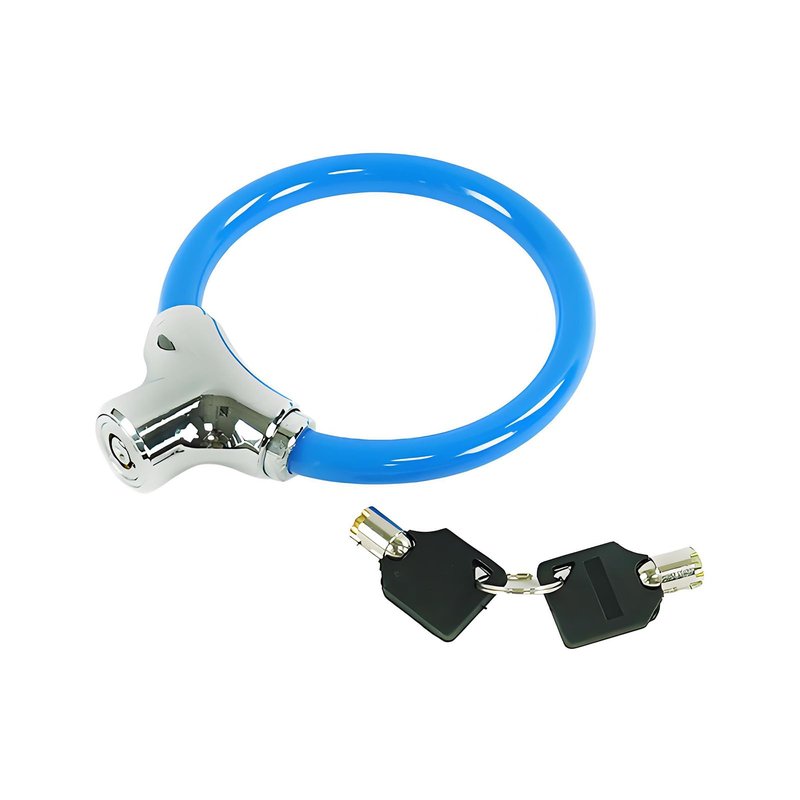 Bicycle Cable Lock, Blue Steel Cable with Keys, Security Lock