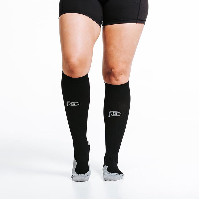 PRO Compression Running Marathon Socks - Calf-Length Travel and Sports Compression Socks for Foot and Ankle Support - Black - 3 Pack (Small/Medium)