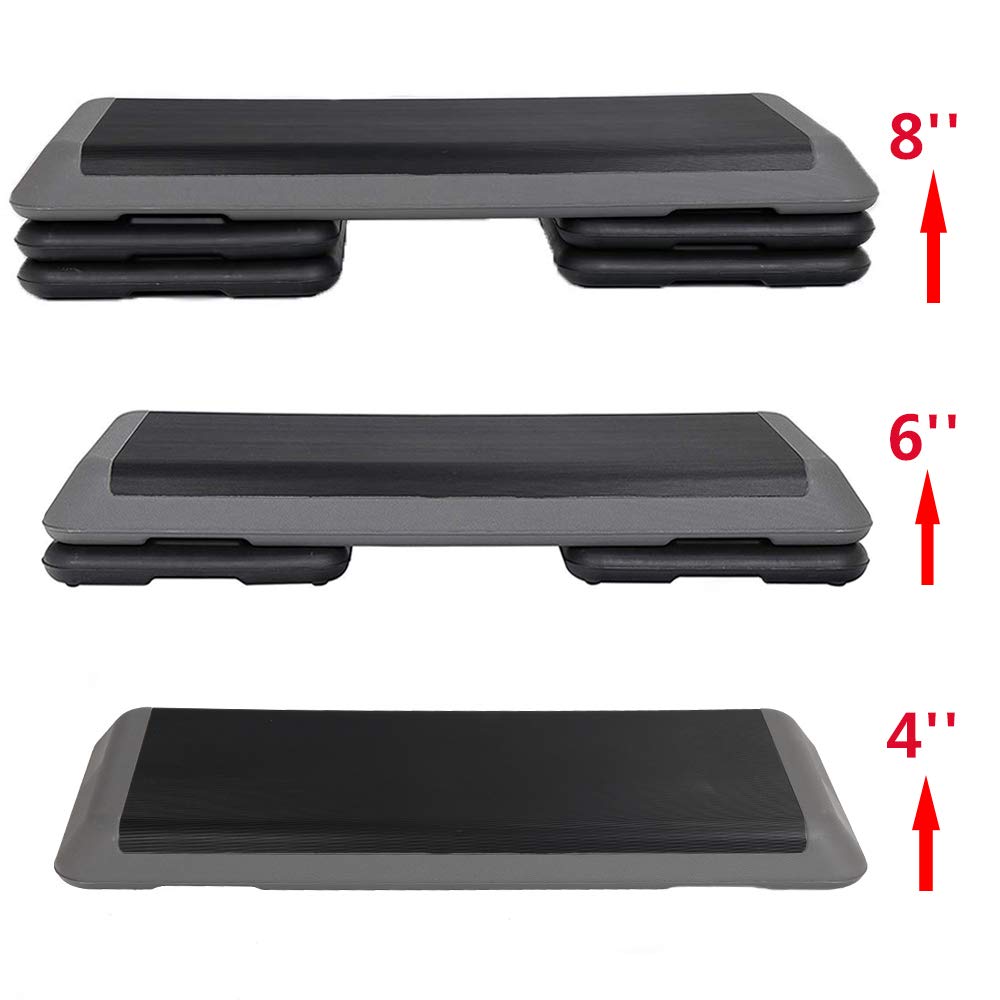 HomGarden 43" Adjustable Aerobic Stepper Workout Step w/ 4 Risers Fitness & Exercise Platform Trainer Stepper Exercise Step Platform